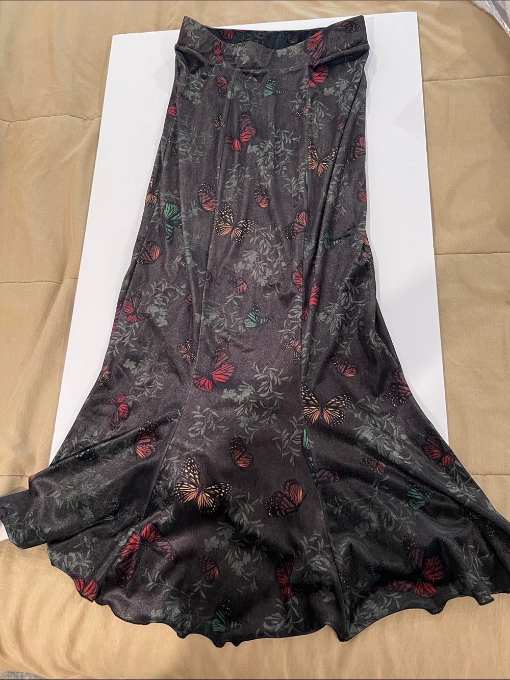 Black Butterfly Print Maxi Skirt - Multicolor Accents
